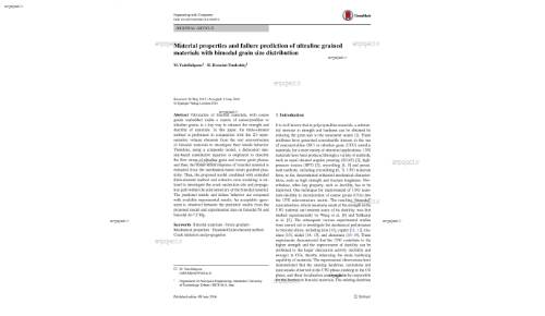 Material properties and failure prediction of ultrafine grained materials with bimodal grain size distribution